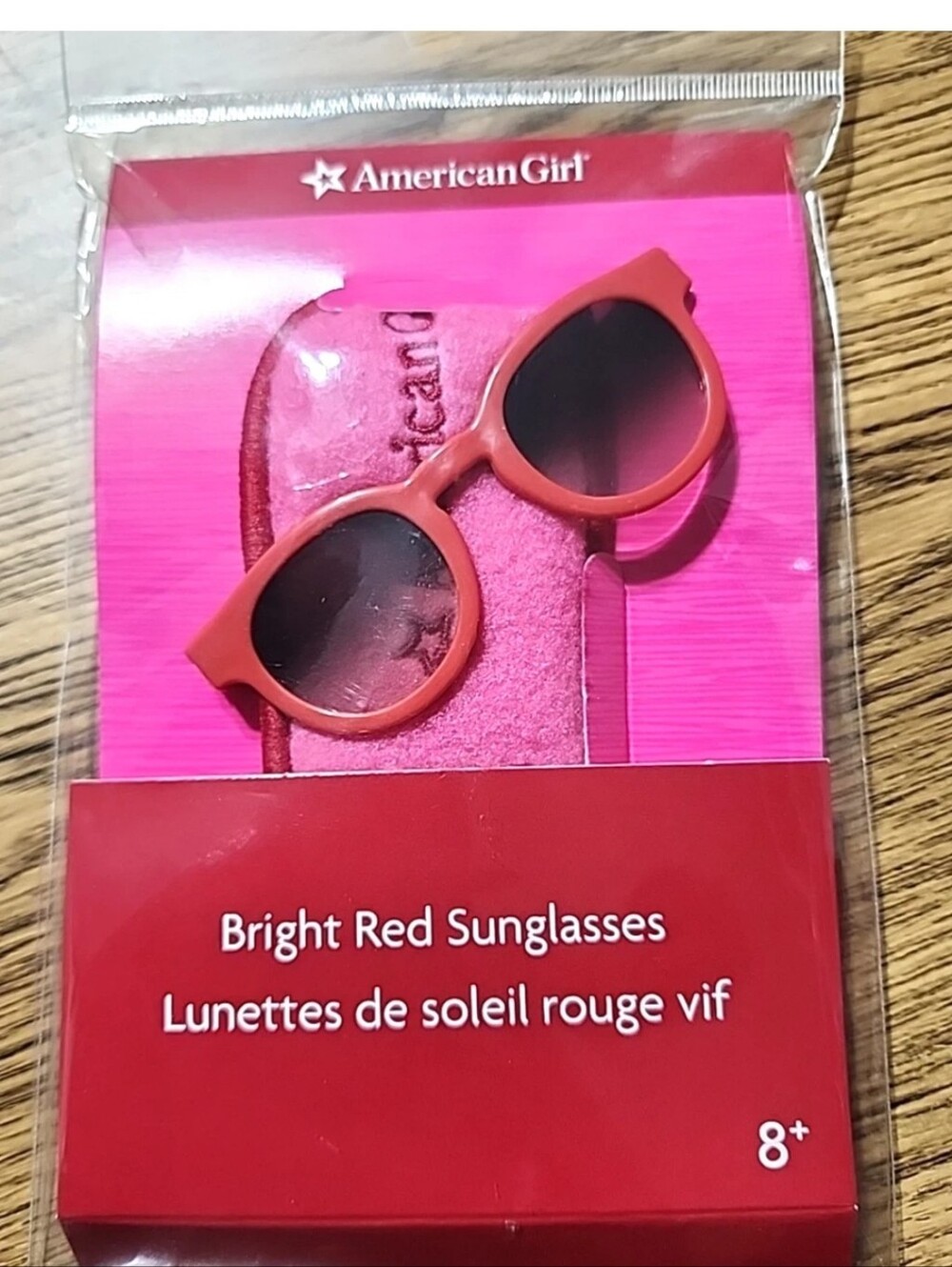 Authentic American Girl 18" Doll Bright Red Sunglasses With Pink Case NEW!